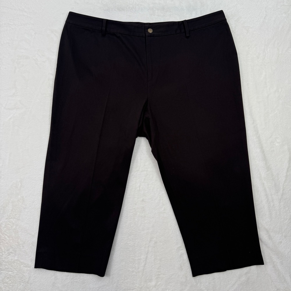 Lauren Ralph Lauren Pants Womens 18W Brown Cropped Cotton Blend Stretch Trousers